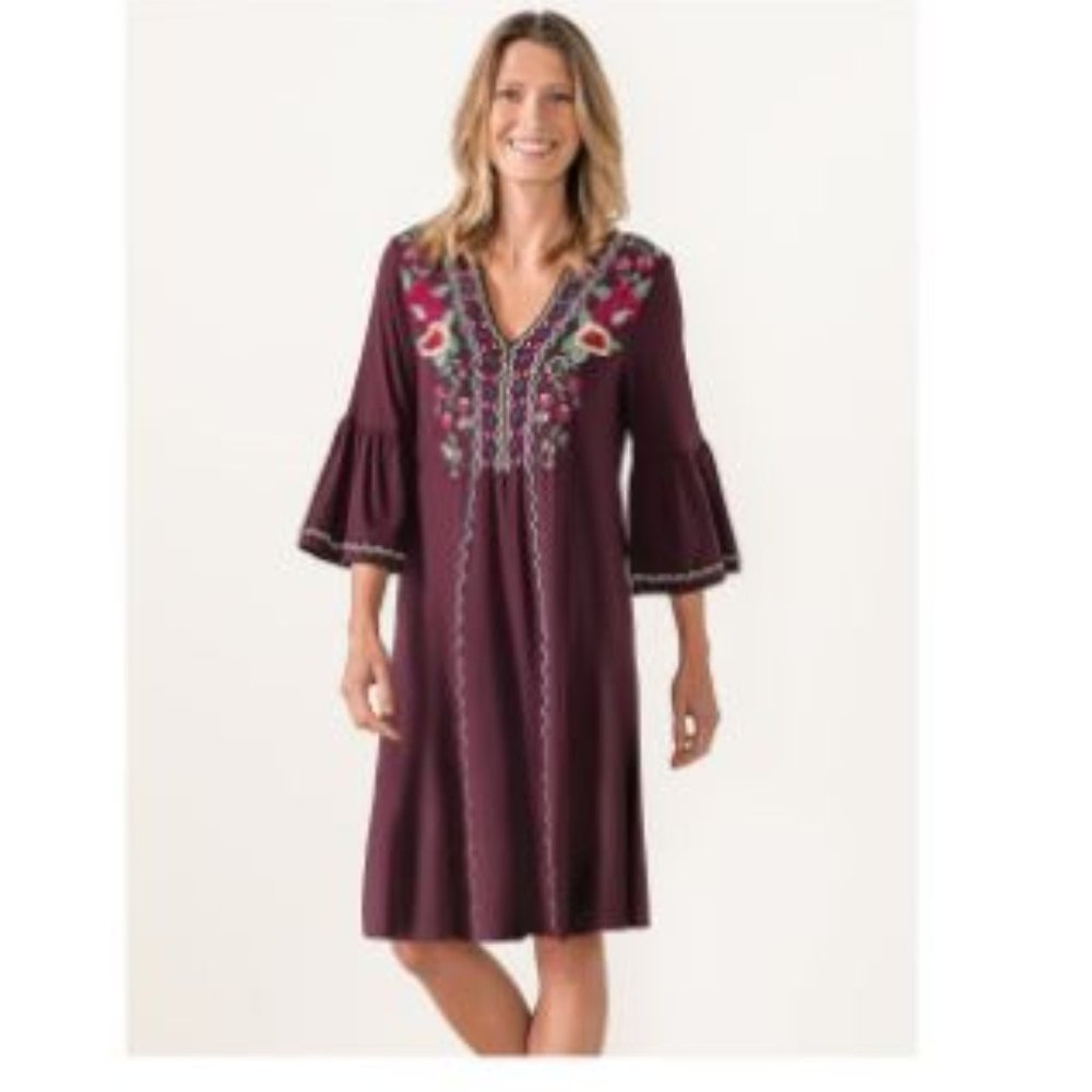 Sahalie Women's Embroidered Dress-Merlot
